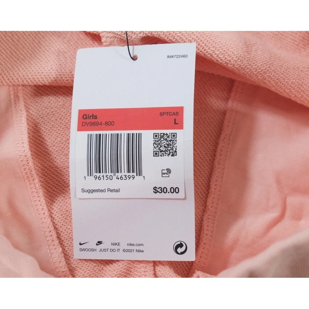 Nike Shorts Girls Large Pink‎ Sun Club French Terry Athletic DV9694-800 Casual